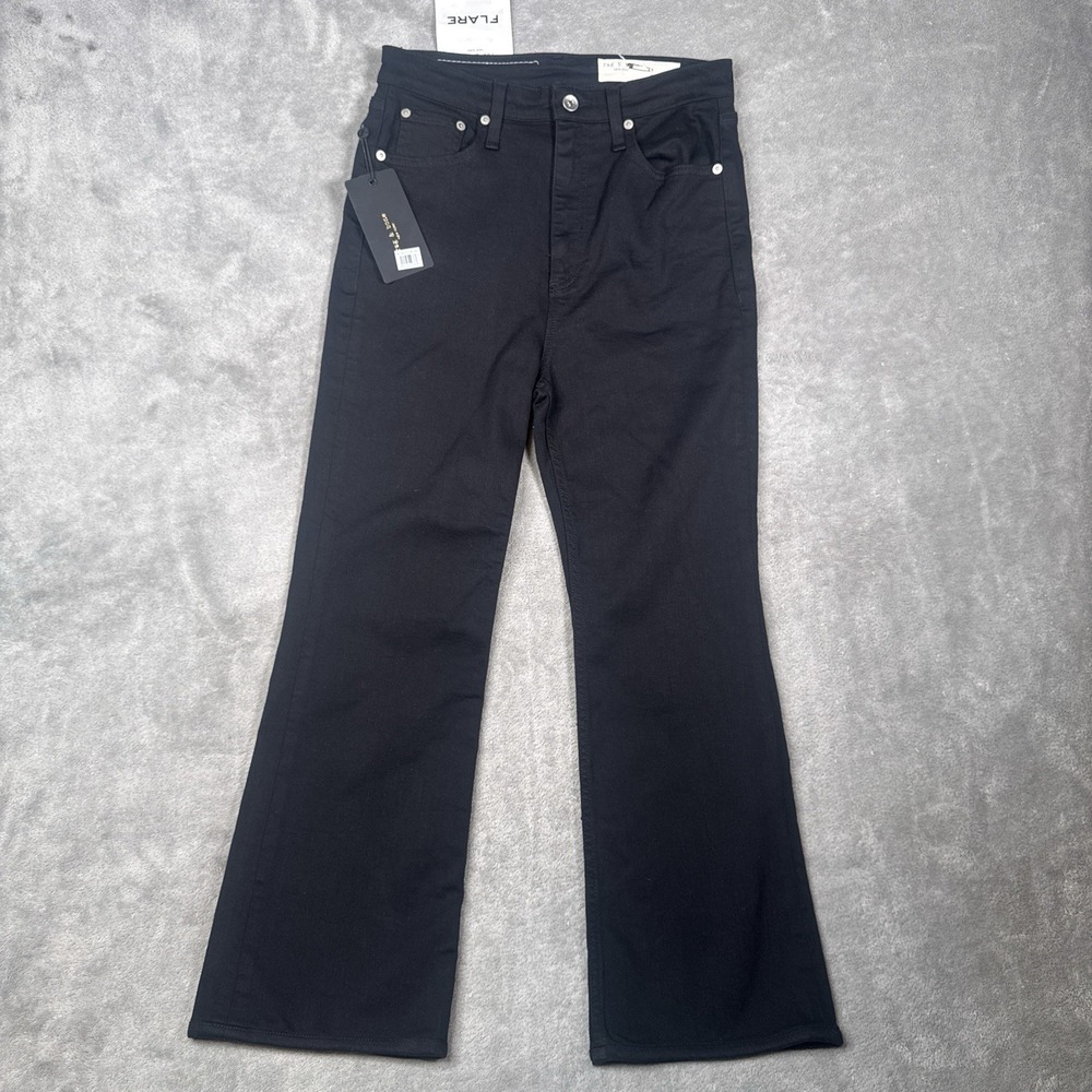 Rag & Bone Jeans Womens 29 Black Casey High Rise Ankle Flare Stretch NWT